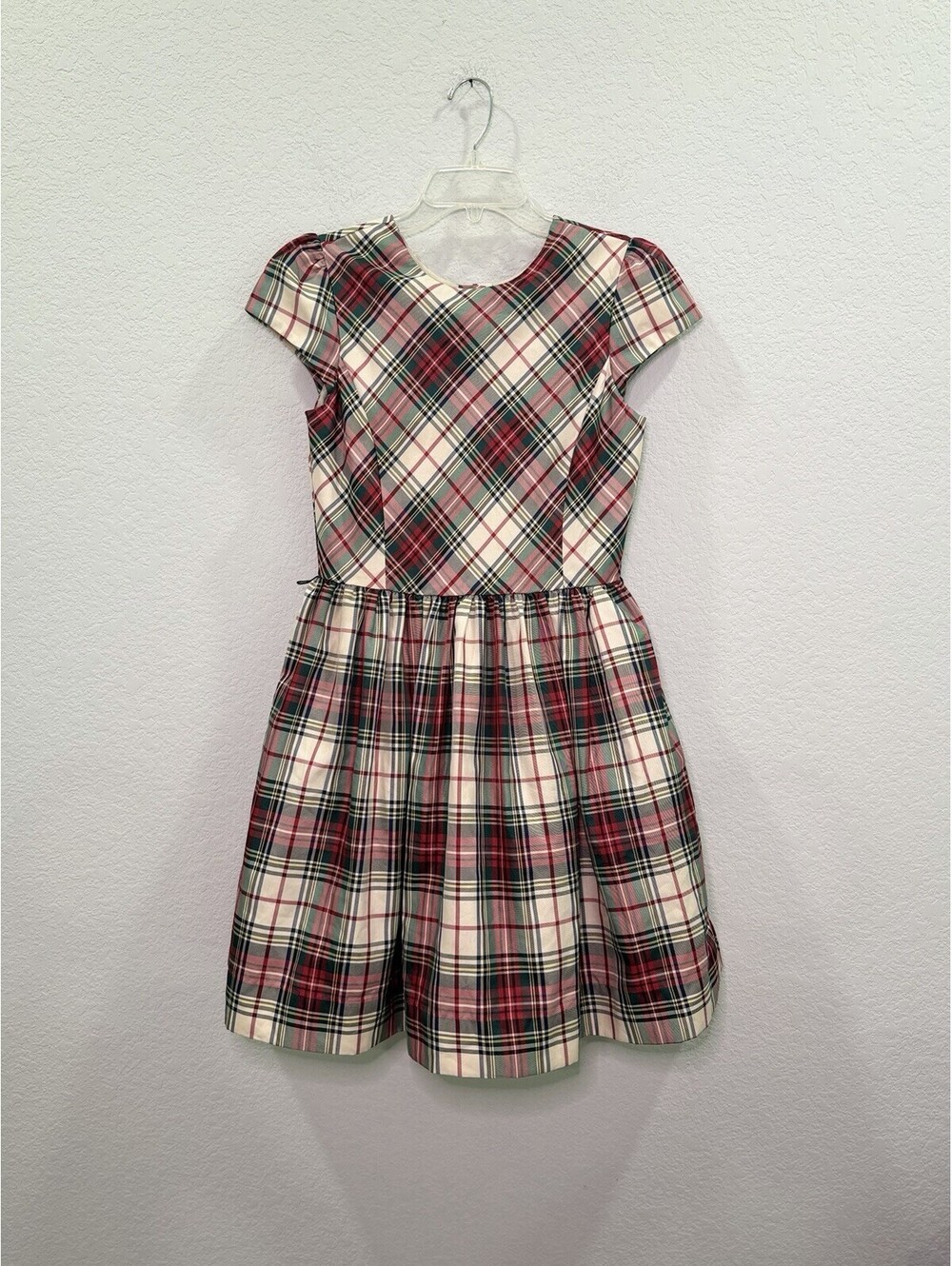 Polo Ralph Lauren Girls Plaid Fit & Flare Dress Cap Sleeve Size 16